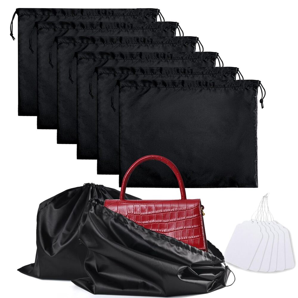 1412 6 Pack Purse Dust Bags Large Silk Drawstring Dust Bag Cover